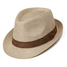 Summer Sun Hat for Men Foldable Trilby Straw Adjustable-Beige
