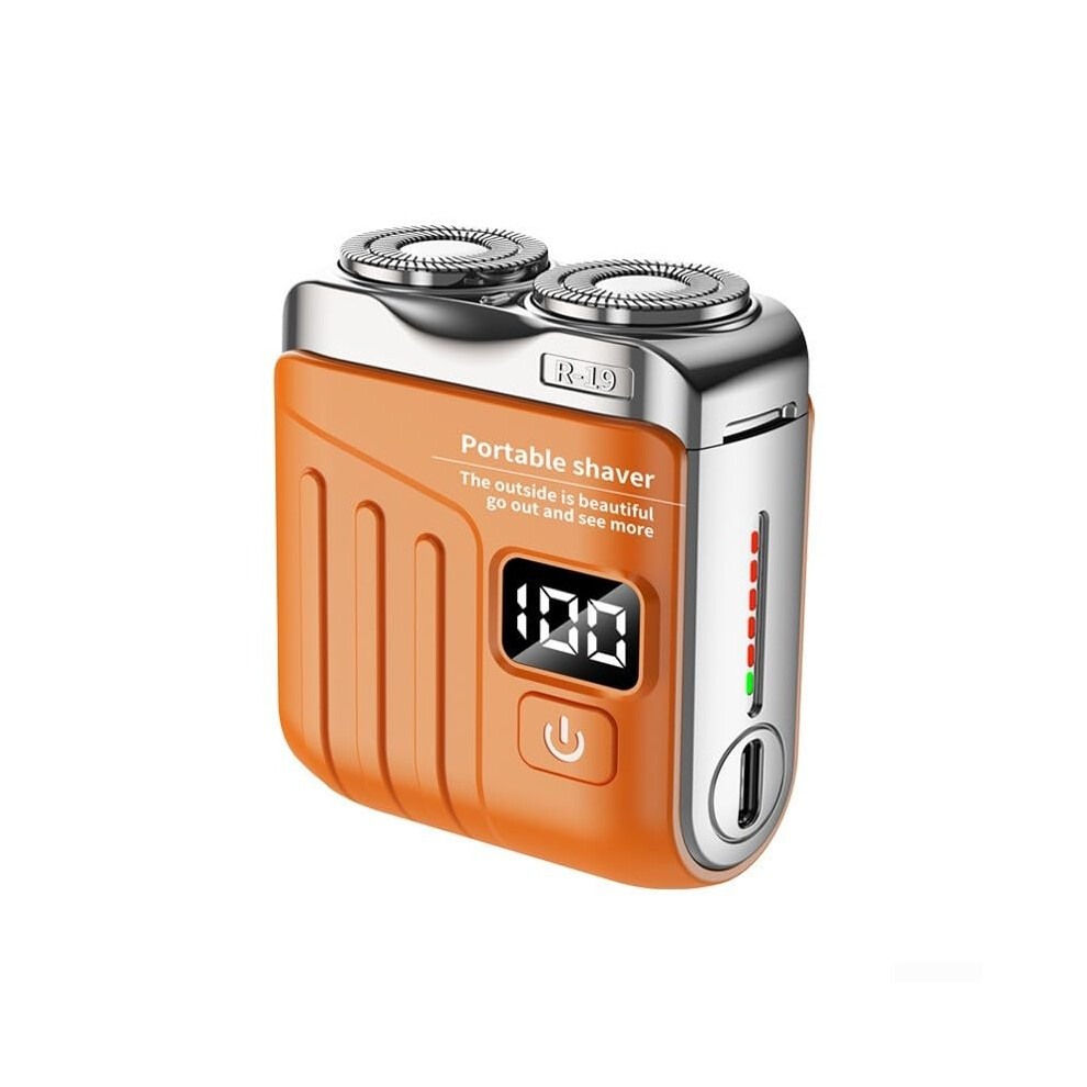 Orange Electric Shaver With Digital Display, Dual Blades, Waterproof, Typec Fast Charging,