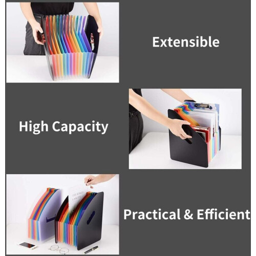 Couleurs éclatantes, format portable pour documents A4, porte-documents extensible grande capacité avec structure robuste et surface imperméable 1
