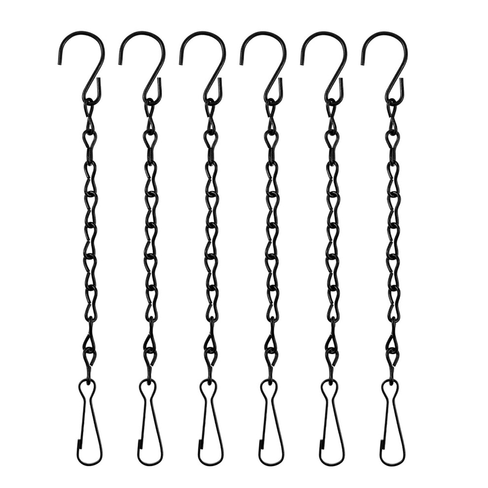 6Pcs 10 Inch Heavy Duty Hanging Chains With Hooks For Bird Feeders, Plants, Lanterns Black 9001264720018