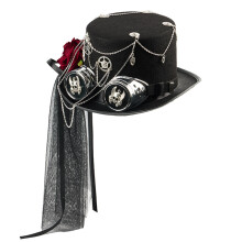Victorian Style Top Hat Mesh Veil Headpiece Costume Accessory