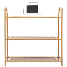Organizador de entrada em bambu natural, sapateira compacta que economiza espaço para vários tipos de sapatos, fácil de instalar.
