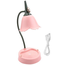 Flower LED Desk Lamp Student Bedroom Lighting Contact Reading Eye Protection USB Flower Lampshade Table Light,