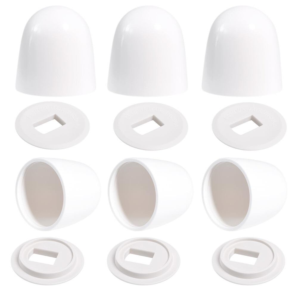 6 Pack Toilet Bolt Caps With Washers, White Round Pushon Covers For Floor Bowl Screws 9323874699448