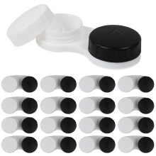 16 Pack Contact Lens Case Box with Smooth Edge Design for Travel and MultiPack Storage, Black