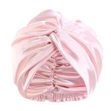 Double Layer Hair Bonnet Twisted Sleep Bonnet Silk Like-Pink