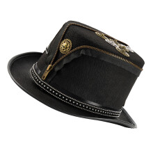 Gothic Victorian Magicians Top Hat with Metal Gear Decors