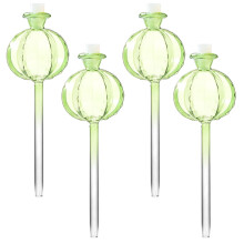 Plant Watering Balls, 4 Pieces, Orchid Shape for Indoor Plants, High Borosilicate Glass, Green