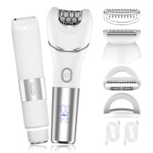 Epilator for Women Cordless Wet Dry Dual Head Bikini Trimmer with LED Light Painless Hair Removal