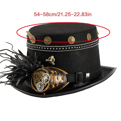 Gothic Geared Hat Coser Studded Gear Steampunk Mechanical-Black 2