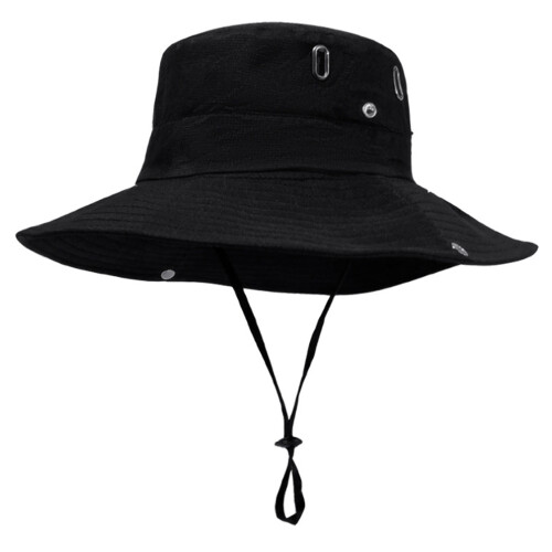 Elastic Adjustable Sun Hat For Gardening Beach-4 holes black