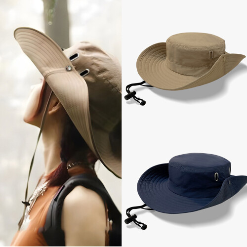 Elastic Adjustable Sun Hat For Gardening Beach-4 holes black 1