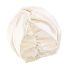 Silk Like Sleep Cap Twist Knot Design Night Hat Hair Wrap-Beige