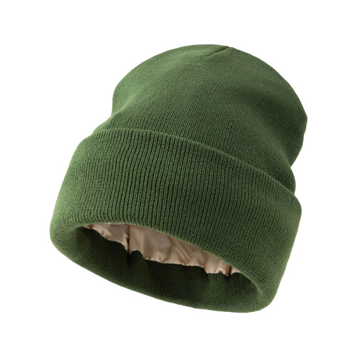 Satijnen oversized gebreide mutsen voor heren Dames-Legergroen