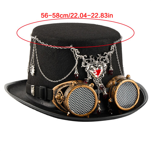 Gothic Top Hat With Heart Pendant And Detachable Adjustable 2