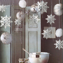 Impresionantes copos de nieve de papel 3D para decoraciones de fiestas navideñas, artículos esenciales para fiestas temáticas de invierno,
