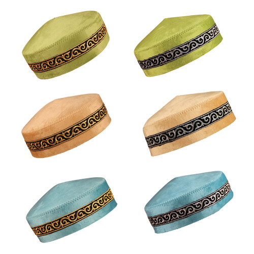 Comfortable Round Yarmulke For Daily Wear-Blue silver thread 1