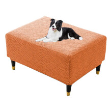 Ottoman cover, stretchable, footstool, foldable, storage, orange, size S