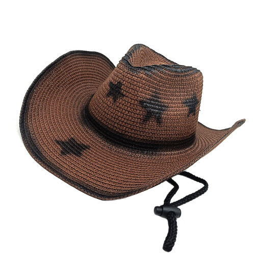 Adjustable Breathable Western Hat Sunproof Straw-Coffee color