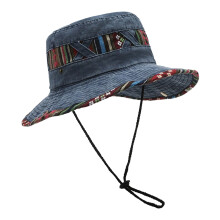 Chapeau de pêcheur en mélange de coton, pliable, motif-Tibet
