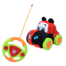 Carrinho de controle remoto com design fofo para crianças pequenas, brinquedo seguro para crianças com faróis piscantes e volante, durável e