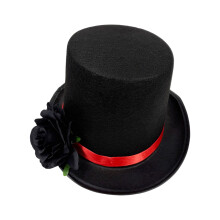 Chapeau Fedoras Élégant Motif Fleuri Rouge Substance Amicale-Noir