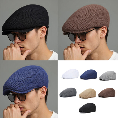 Chapeau de bec de canard en maille de mode unisexe,-Gris clair 2