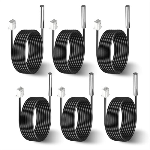 6 Pcs 10K Temperature Sensor Probe, 1 Meter Waterproof Thermistor, Sta 1