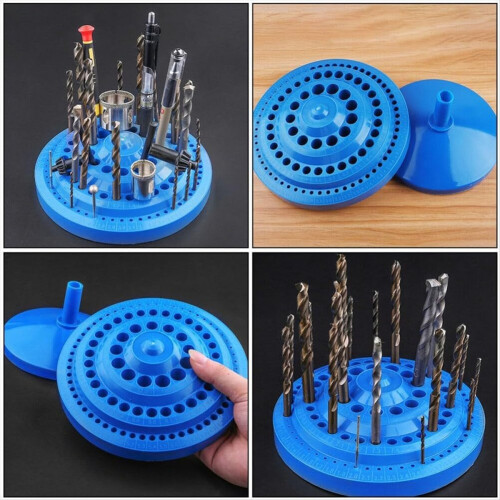 2PCS Drill Bit Storage Case Stand Round Shape Hard Plastic Container H 2
