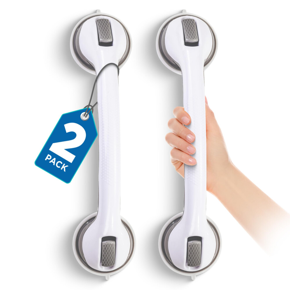 Shower Grab Bar 2Pack with Secure Suction Grip for Seniors, NoDrill Bathroom Safety Bars
