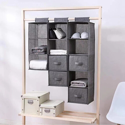 Wardrobe Hanging Storage Bag Interlayer Drawer Type Clothes Hangers Holder Portable Organizer Hanging (5 Layers) 1