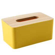 Chique tissuebox met bamboehouten deksel, modern design, waterbestendig voor langdurig gebruik en hygiënisch gemak.