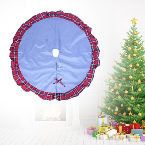 Saia de árvore de Natal de camada dupla, decoração clássica com padrão requintado e belo acabamento (48 polegadas) 1