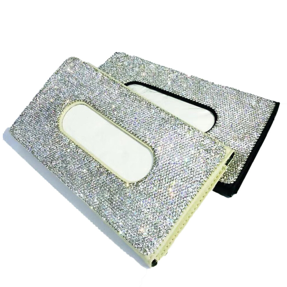 Bling Car Crystal Glitter, Sparkling Crystal Rhinestones For Fashionable Zipper Closure Sun Visor Organizer, Elegant And Classy Look Pu Leather Case W 9554910696309