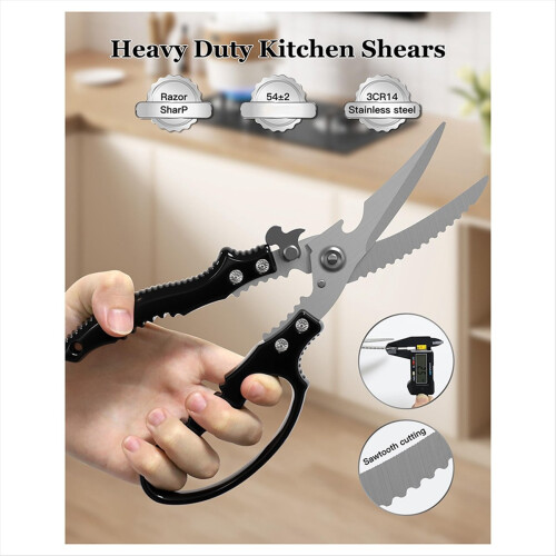 Heavy Duty Poultry Shears, Kitchen Shears with Slip Handle, Multi-Purp 2