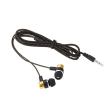 1.1M Reflective Fiber Cloth  Noise Isolating Stereo In-ear Earphone Earbuds Headphones with 3.5 MM Jack Standard Golden