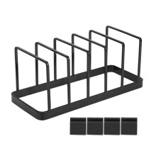 Euro Kitchen Organizer for Plates, Cutting Boards Bakeware Reusable Containers, and Lids Holder Rack Black
