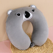 UShaped Memory Foam Neck Pillow for Travel, Car Seat Nap Support Cushion (Grey)