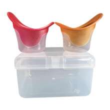 Eye Wash Cup Kit with LeakProof Flexible Edges, Reusable Eye Rinse Cups for Gentle Daily Cleaning, Red and Orange