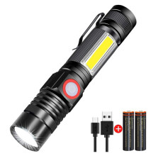 Torcia tattica, torcia di emergenza zoomabile, LED super luminoso ricaricabile, torcia impermeabile a lunga durata ricaricabile tramite USB, luce