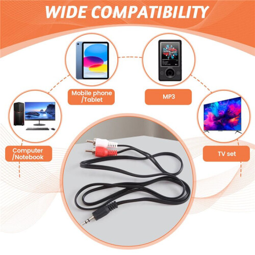 3.5mm Headphones Plug Jack to 2 x RCA AV Audio Cable 2