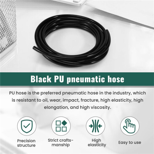 6mm x 4mm Pneumatic Air Compressor PU Hose Pipe 3 Meters Black 2