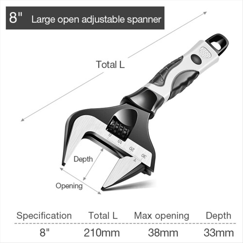 Spanner Adjustable Wrench -V Steel Mechanical Workshop Hand Repair Too 2