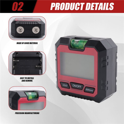Precision Digital Inclinometer Electron Goniometers Magnetic Base Digital Protractor Angle Finder Bevel Box -Red 2