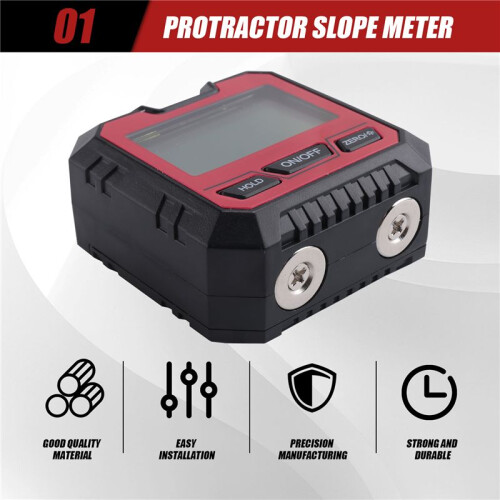 Precision Digital Inclinometer Electron Goniometers Magnetic Base Digital Protractor Angle Finder Bevel Box -Red 1