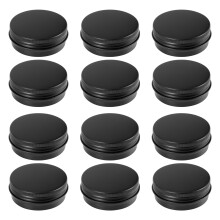 12Pcs 1Oz Black Aluminum Tin Jars Round Screw Lid Containers Empty Metal Storage Cans For Organizing Cosmetic Small Jewelry Ornaments