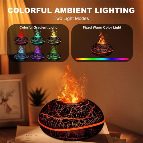 Colorful Volcano Diffuser 200ml Ultrasonic Flame Fire Humidifier with Auto-Off Protection Cool Mist Diffuser B 2