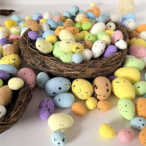 Faux Foam Easter Eggs Foam Miniature Easter Decorative 100X Artificial Easter Bird Eggs Foam Ornaments for Easter 1