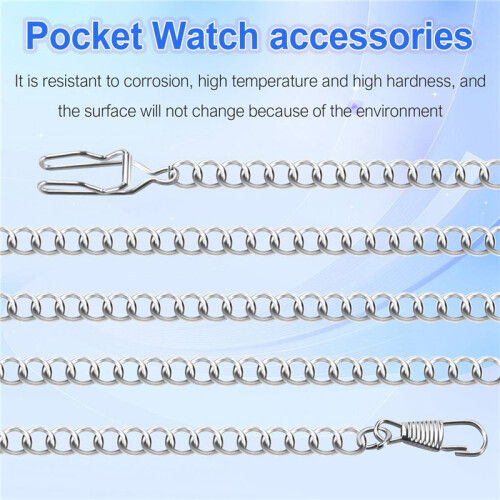 Retro Antique Vintage Pocket Watch Chain Silver 2