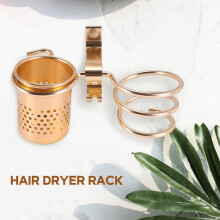 Hair Dryer Holder With Cup Households Rack Hair Blow Dryer Shelf Metal Wall Mount Bathroom Accessories Gold Hair Dryer Rack Gold